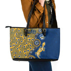 Parramatta Eels NAIDOC Week 2026 Leather Tote Bag Aboriginal Lizard Dot Painting - 50 Years of Deadly