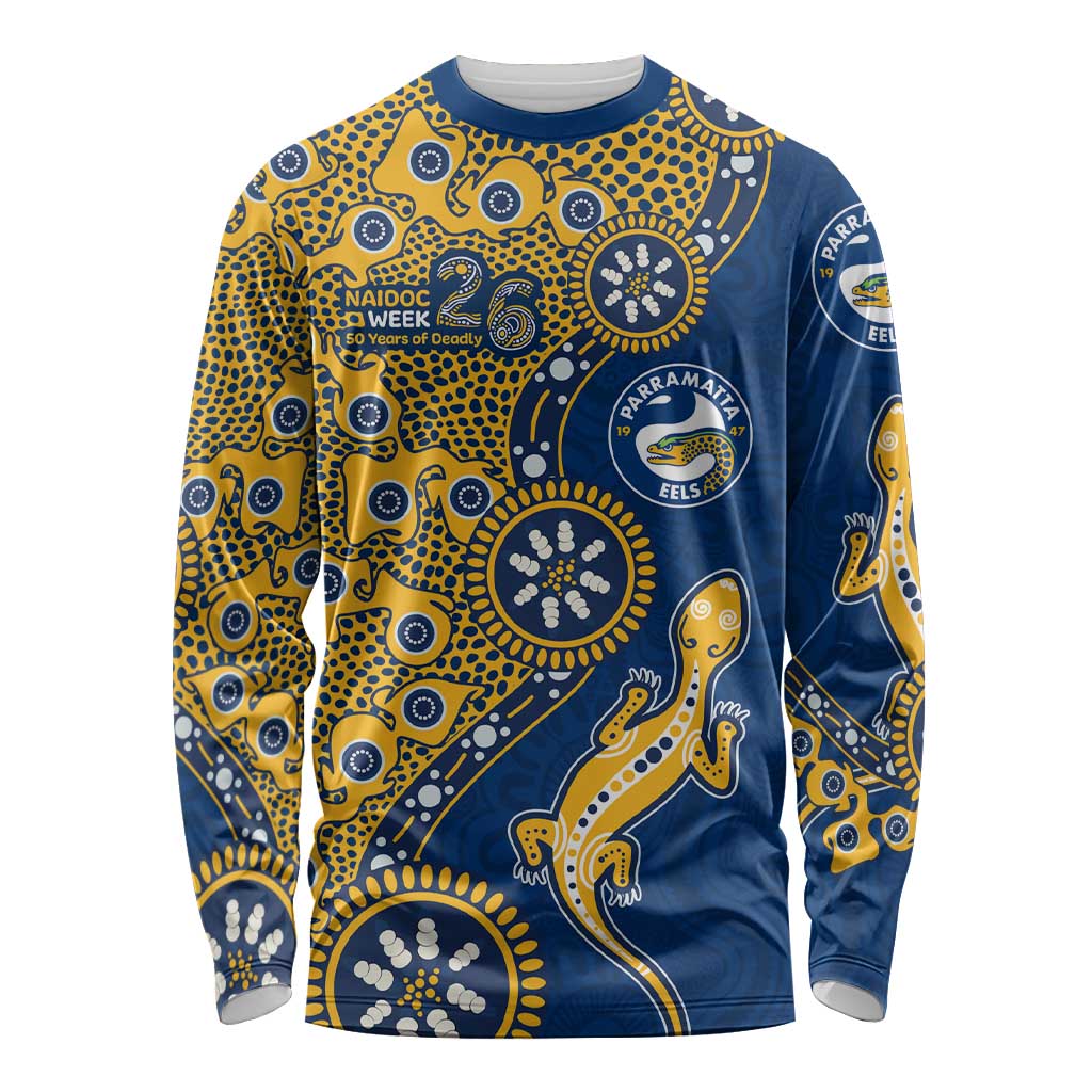 Parramatta Eels NAIDOC Week 2026 Long Sleeve Shirt Aboriginal Lizard Dot Painting - 50 Years of Deadly