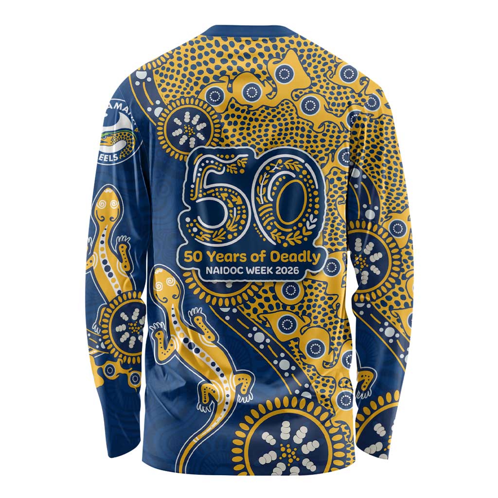 Parramatta Eels NAIDOC Week 2026 Long Sleeve Shirt Aboriginal Lizard Dot Painting - 50 Years of Deadly