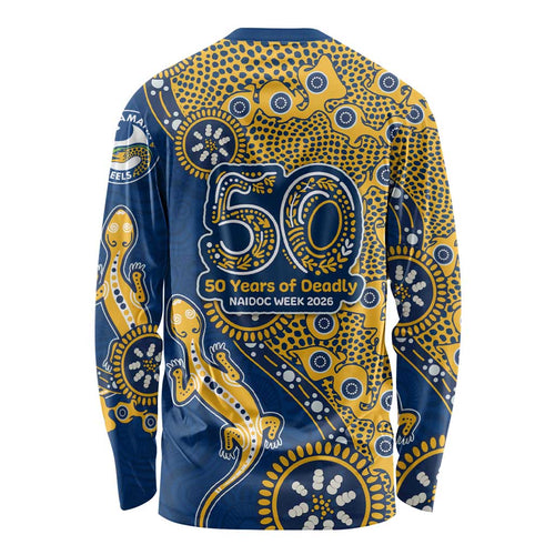Parramatta Eels NAIDOC Week 2026 Long Sleeve Shirt Aboriginal Lizard Dot Painting - 50 Years of Deadly