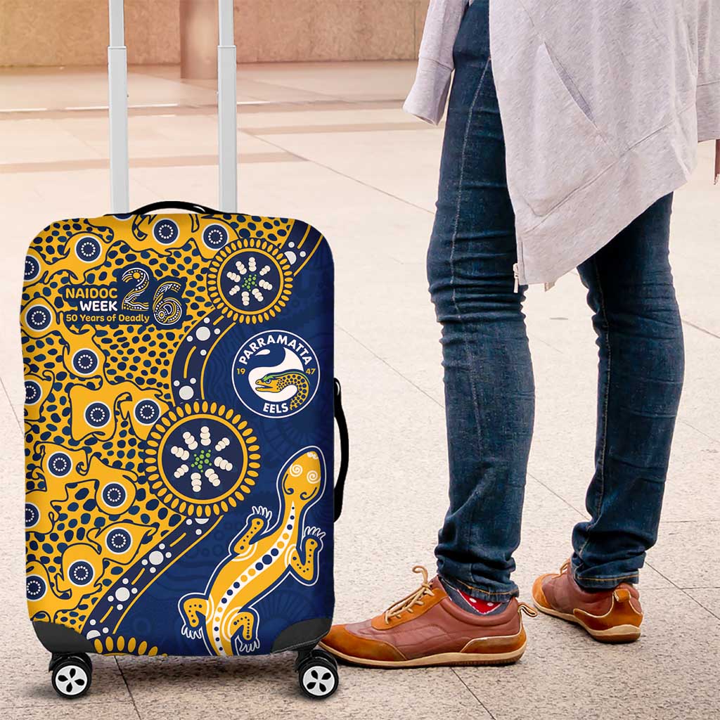 Parramatta Eels NAIDOC Week 2026 Luggage Cover Aboriginal Lizard Dot Painting - 50 Years of Deadly