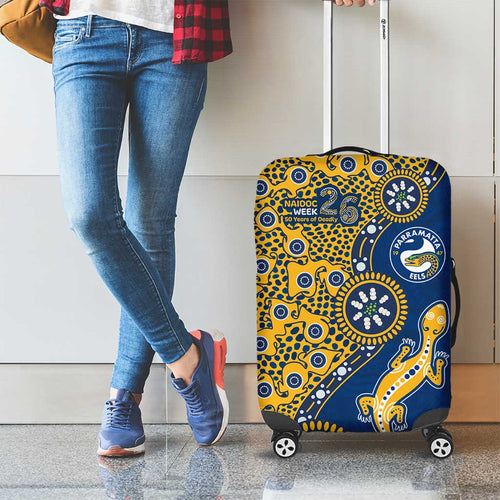Parramatta Eels NAIDOC Week 2026 Luggage Cover Aboriginal Lizard Dot Painting - 50 Years of Deadly