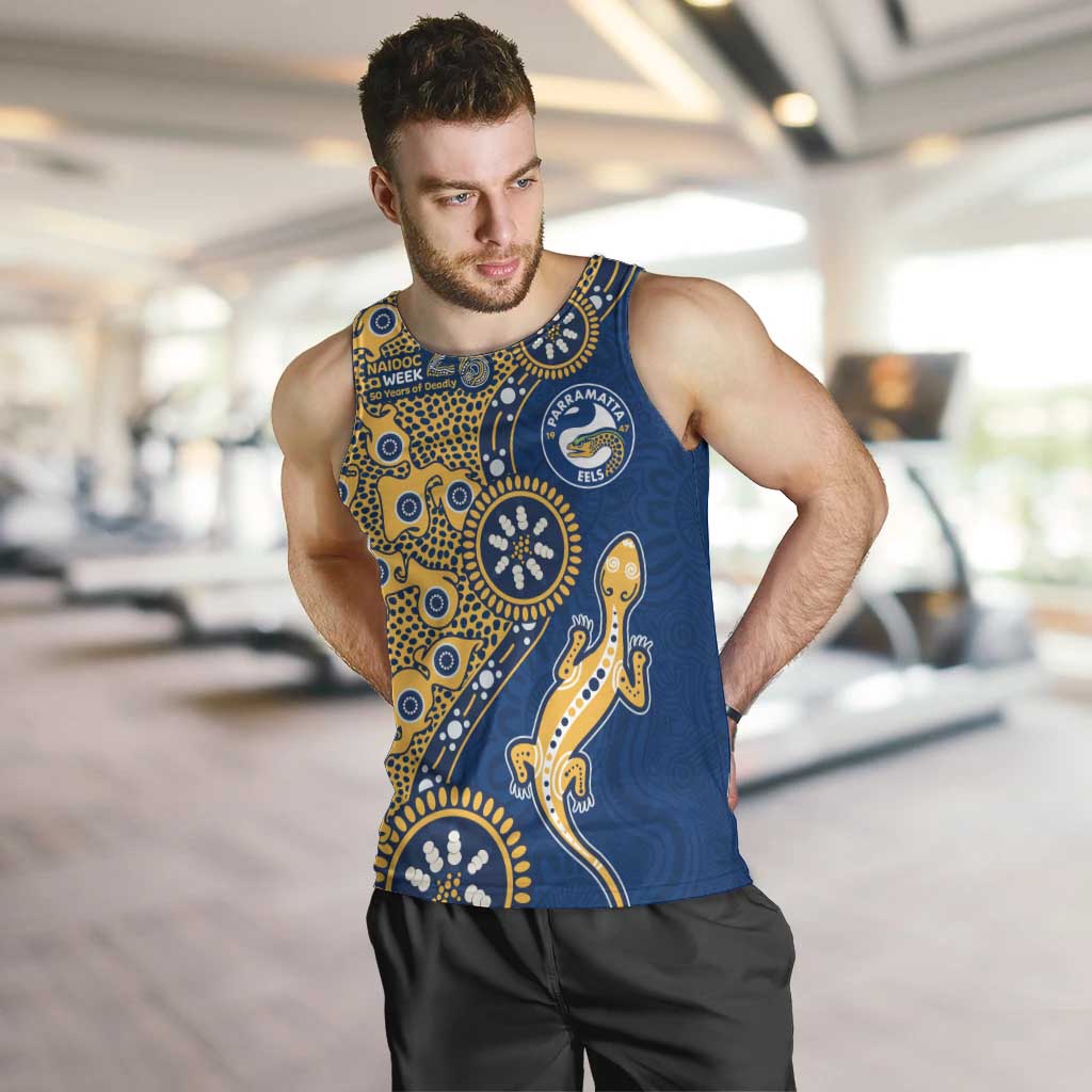 Parramatta Eels NAIDOC Week 2026 Men Tank Top Aboriginal Lizard Dot Painting - 50 Years of Deadly