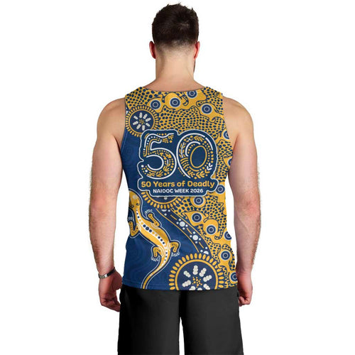 Parramatta Eels NAIDOC Week 2026 Men Tank Top Aboriginal Lizard Dot Painting - 50 Years of Deadly