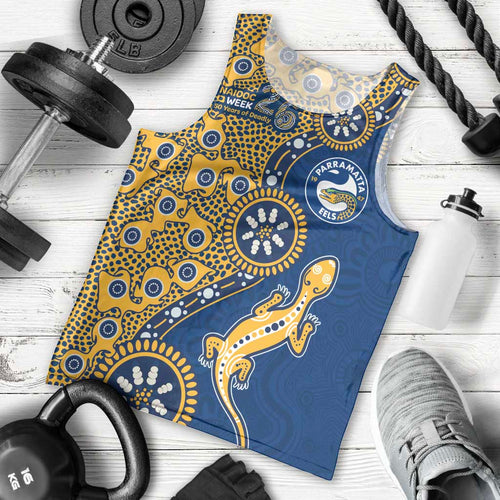 Parramatta Eels NAIDOC Week 2026 Men Tank Top Aboriginal Lizard Dot Painting - 50 Years of Deadly