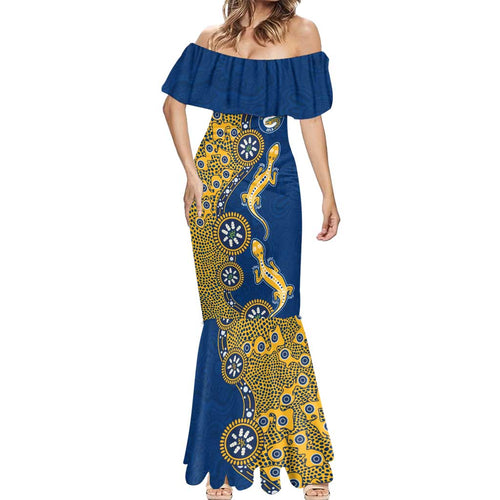 Parramatta Eels NAIDOC Week 2026 Mermaid Dress Aboriginal Lizard Dot Painting - 50 Years of Deadly