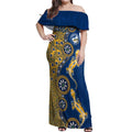Parramatta Eels NAIDOC Week 2026 Off Shoulder Maxi Dress Aboriginal Lizard Dot Painting - 50 Years of Deadly