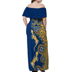 Parramatta Eels NAIDOC Week 2026 Off Shoulder Maxi Dress Aboriginal Lizard Dot Painting - 50 Years of Deadly