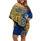 Parramatta Eels NAIDOC Week 2026 Off Shoulder Short Dress Aboriginal Lizard Dot Painting - 50 Years of Deadly