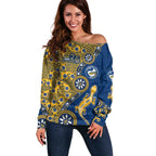 Parramatta Eels NAIDOC Week 2026 Off Shoulder Sweater Aboriginal Lizard Dot Painting - 50 Years of Deadly