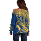 Parramatta Eels NAIDOC Week 2026 Off Shoulder Sweater Aboriginal Lizard Dot Painting - 50 Years of Deadly