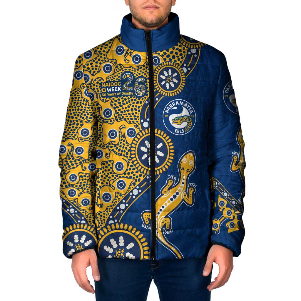 Parramatta Eels NAIDOC Week 2026 Padded Jacket Aboriginal Lizard Dot Painting - 50 Years of Deadly