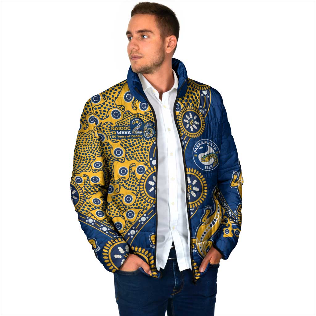 Parramatta Eels NAIDOC Week 2026 Padded Jacket Aboriginal Lizard Dot Painting - 50 Years of Deadly