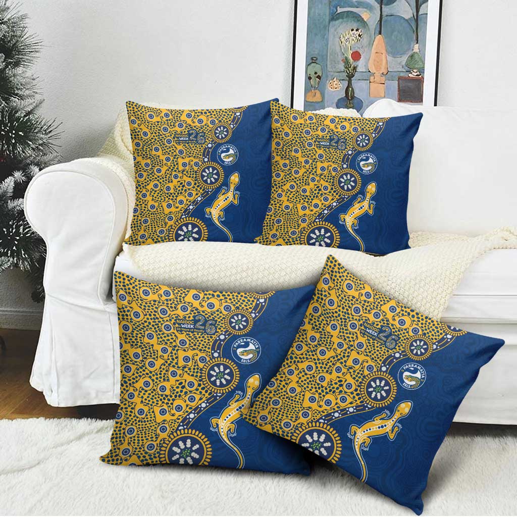 Parramatta Eels NAIDOC Week 2026 Pillow Cover Aboriginal Lizard Dot Painting - 50 Years of Deadly