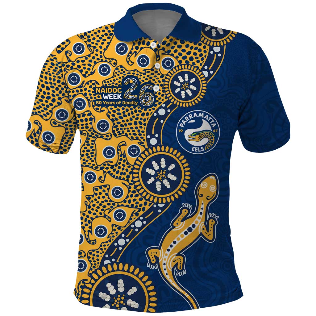 Parramatta Eels NAIDOC Week 2026 Polo Shirt Aboriginal Lizard Dot Painting - 50 Years of Deadly
