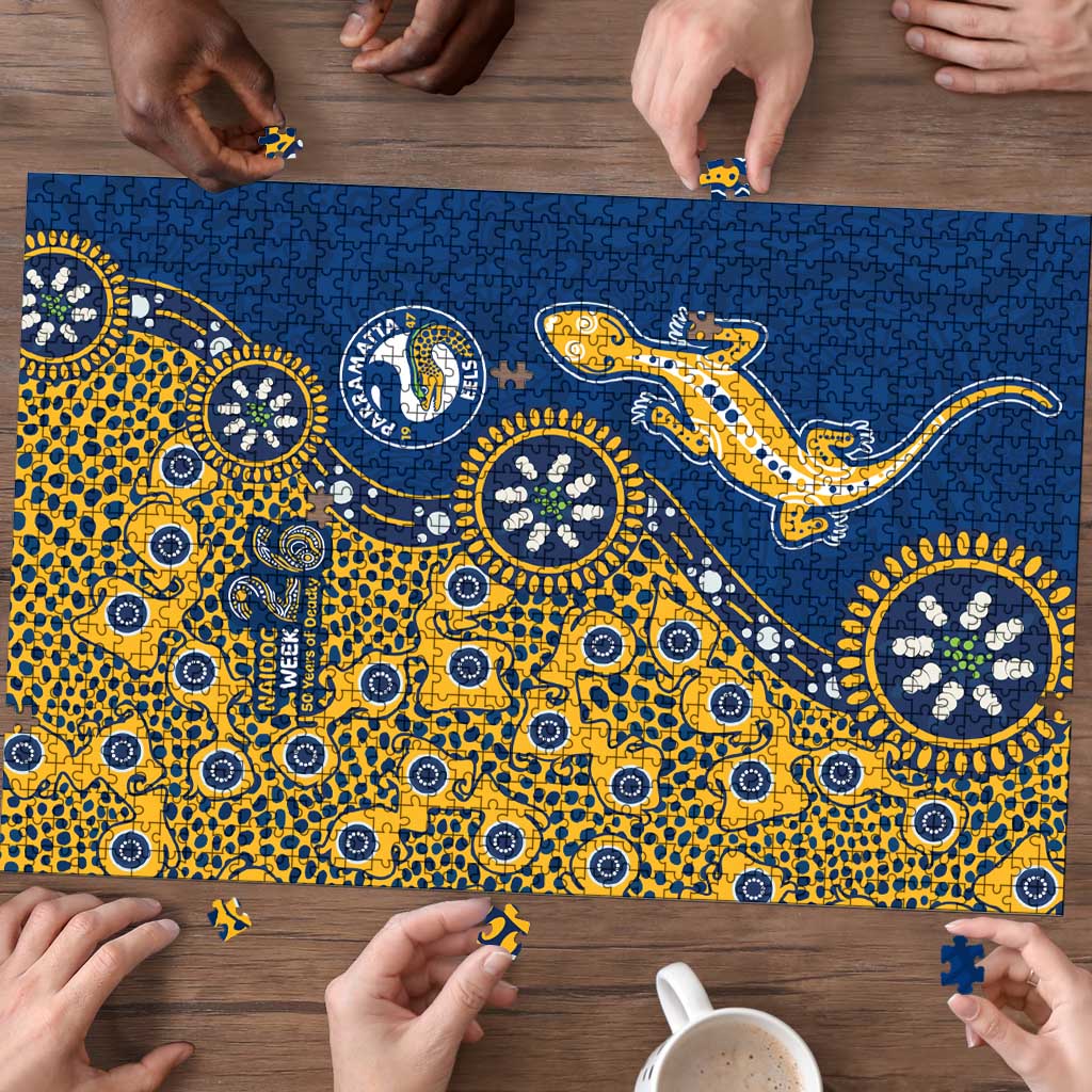 Parramatta Eels NAIDOC Week 2026 Puzzle Aboriginal Lizard Dot Painting - 50 Years of Deadly