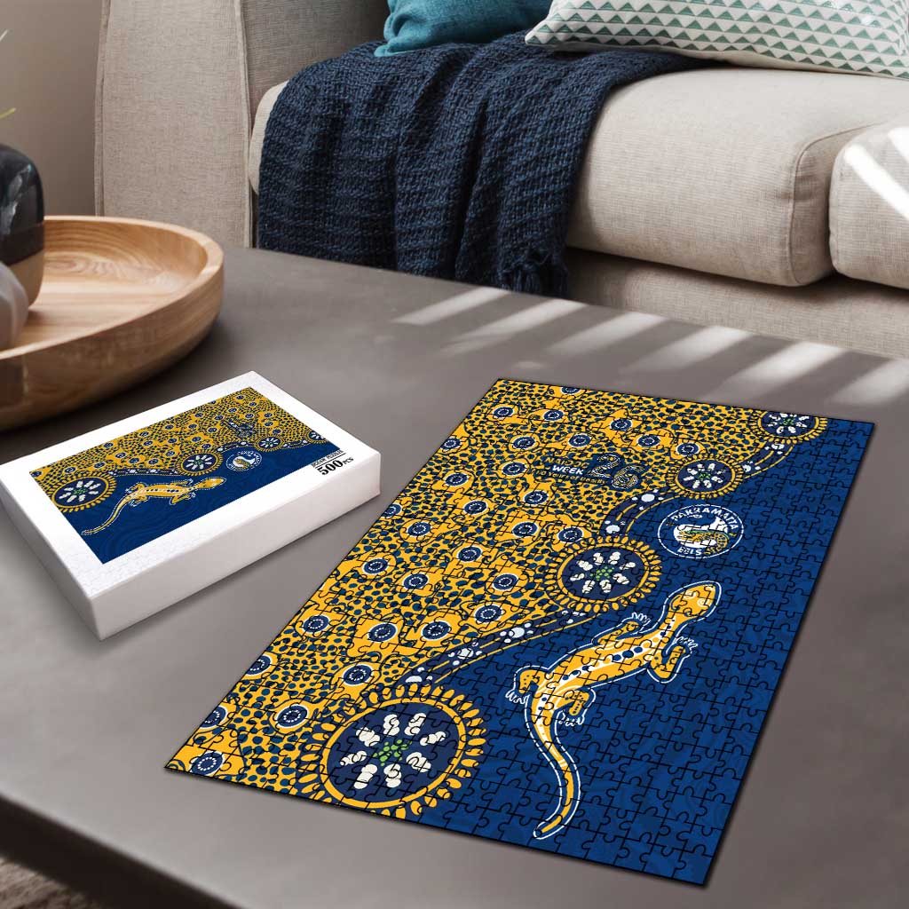 Parramatta Eels NAIDOC Week 2026 Puzzle Aboriginal Lizard Dot Painting - 50 Years of Deadly