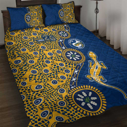 Parramatta Eels NAIDOC Week 2026 Quilt Bed Set Aboriginal Lizard Dot Painting - 50 Years of Deadly