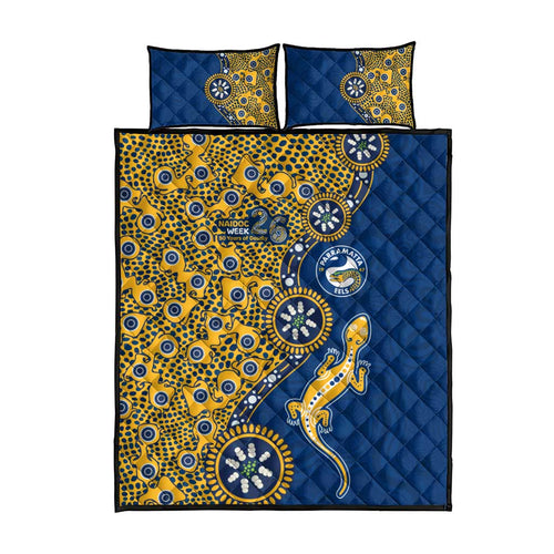 Parramatta Eels NAIDOC Week 2026 Quilt Bed Set Aboriginal Lizard Dot Painting - 50 Years of Deadly