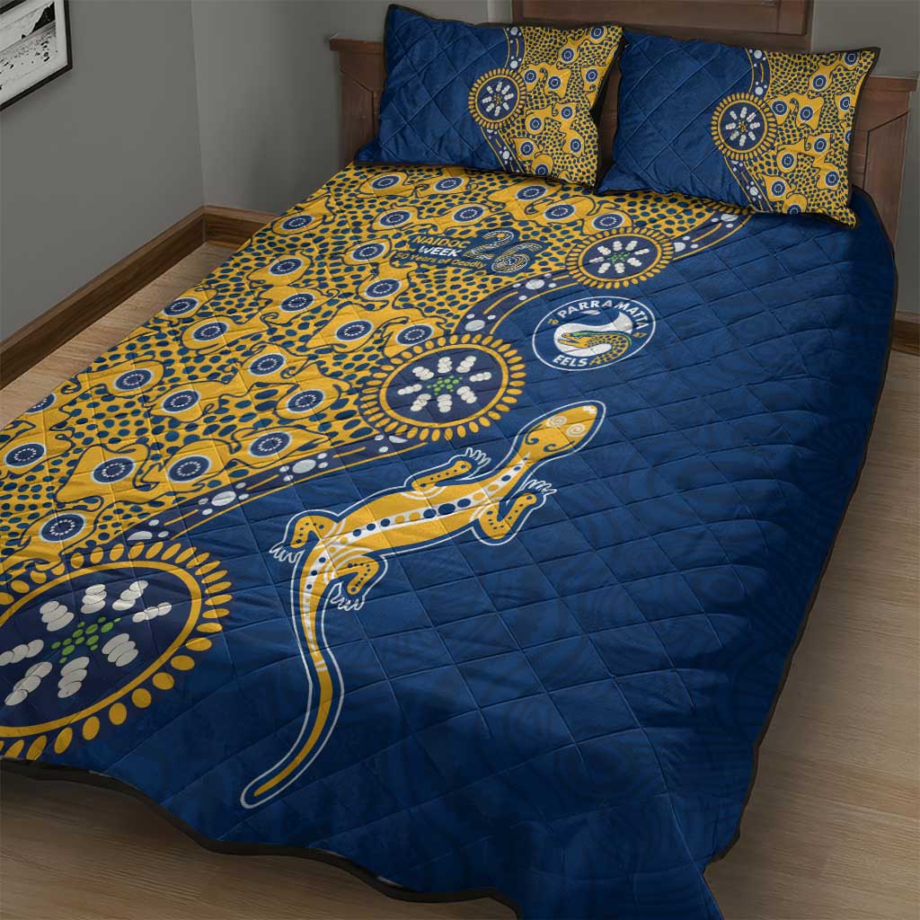Parramatta Eels NAIDOC Week 2026 Quilt Bed Set Aboriginal Lizard Dot Painting - 50 Years of Deadly