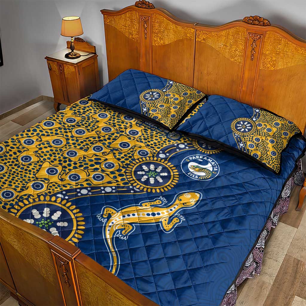 Parramatta Eels NAIDOC Week 2026 Quilt Bed Set Aboriginal Lizard Dot Painting - 50 Years of Deadly