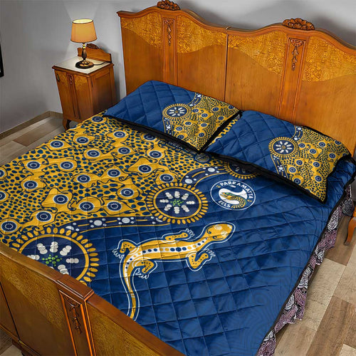 Parramatta Eels NAIDOC Week 2026 Quilt Bed Set Aboriginal Lizard Dot Painting - 50 Years of Deadly