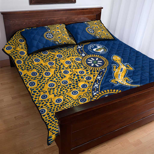 Parramatta Eels NAIDOC Week 2026 Quilt Bed Set Aboriginal Lizard Dot Painting - 50 Years of Deadly