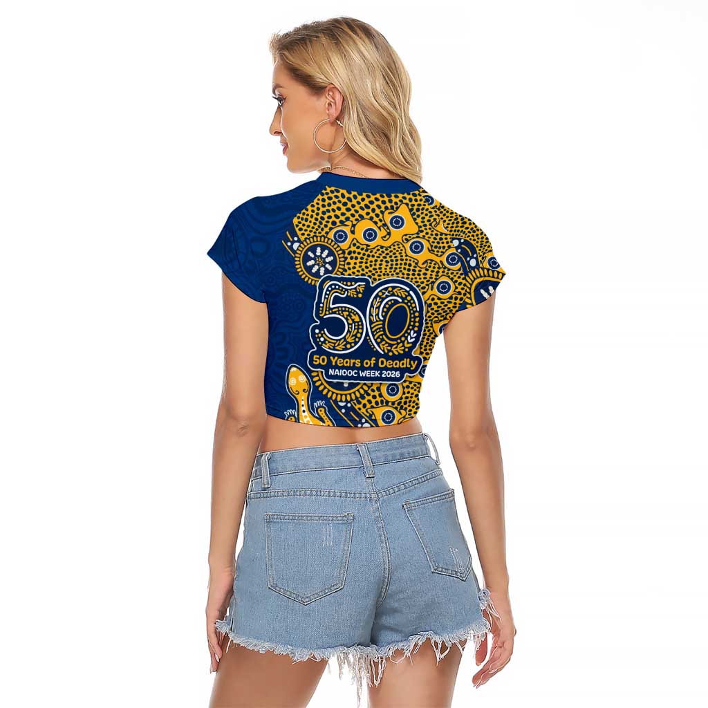 Parramatta Eels NAIDOC Week 2026 Raglan Cropped T Shirt Aboriginal Lizard Dot Painting - 50 Years of Deadly