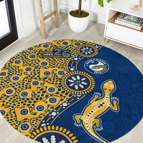 Parramatta Eels NAIDOC Week 2026 Round Carpet Aboriginal Lizard Dot Painting - 50 Years of Deadly