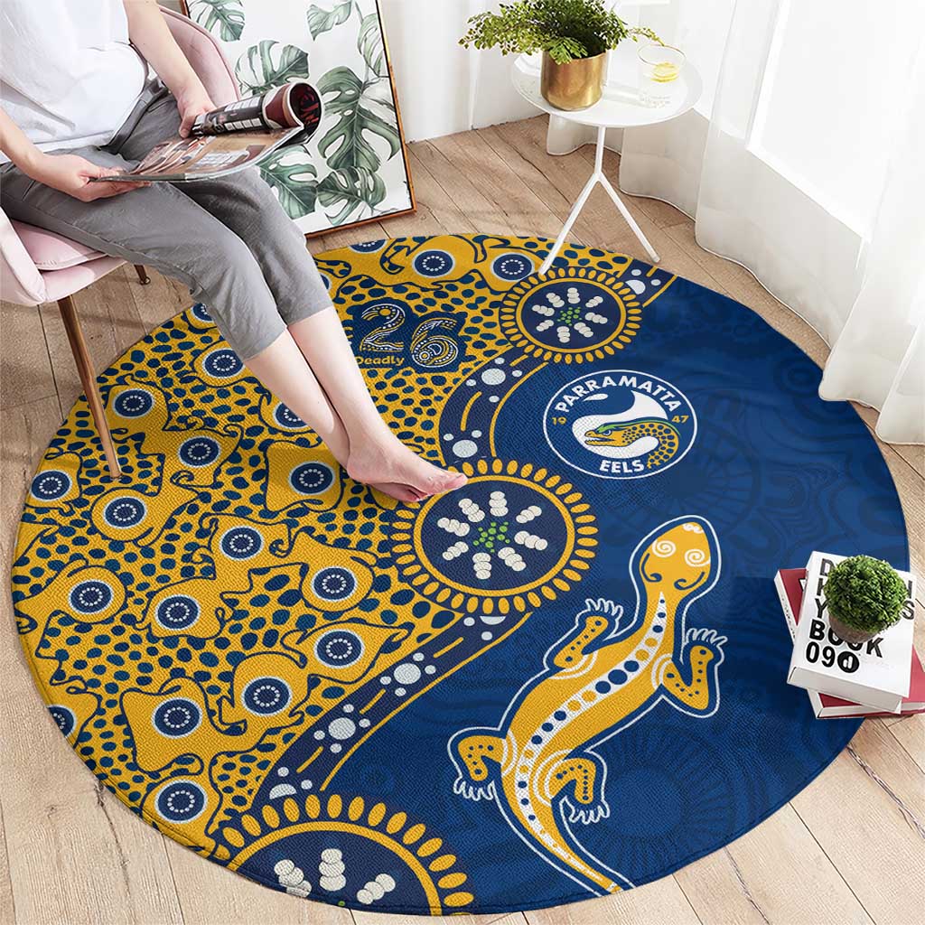 Parramatta Eels NAIDOC Week 2026 Round Carpet Aboriginal Lizard Dot Painting - 50 Years of Deadly