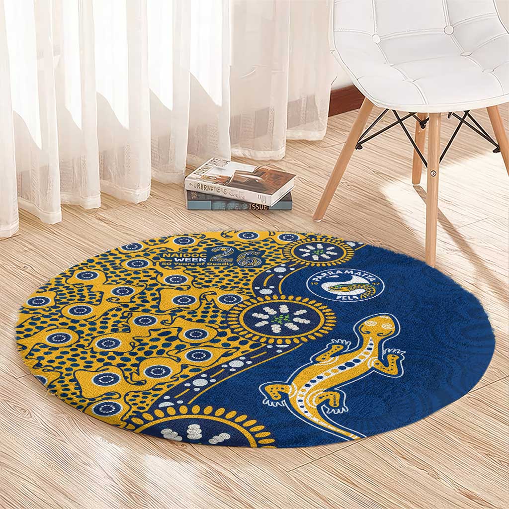 Parramatta Eels NAIDOC Week 2026 Round Carpet Aboriginal Lizard Dot Painting - 50 Years of Deadly