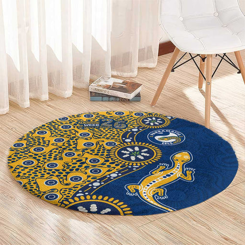 Parramatta Eels NAIDOC Week 2026 Round Carpet Aboriginal Lizard Dot Painting - 50 Years of Deadly