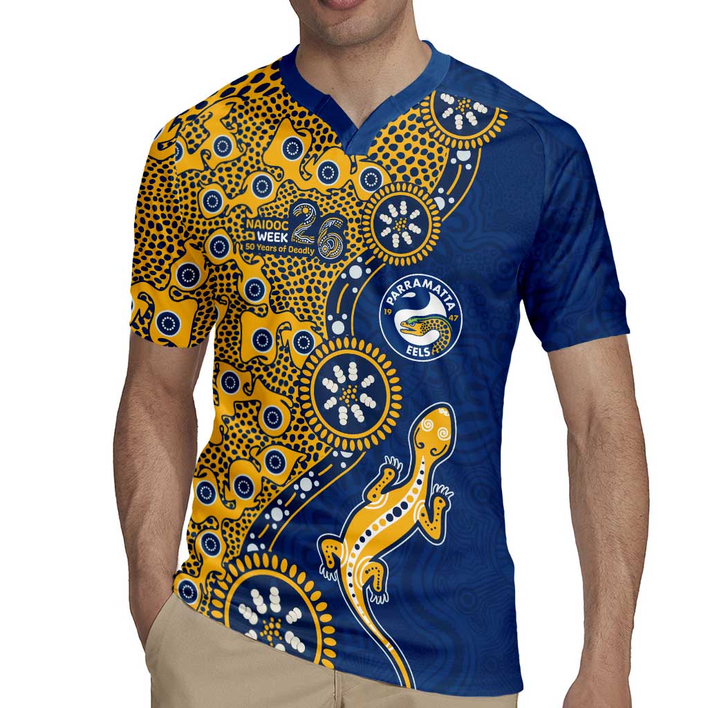 Parramatta Eels NAIDOC Week 2026 Rugby Jersey Aboriginal Lizard Dot Painting - 50 Years of Deadly