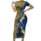 Parramatta Eels NAIDOC Week 2026 Short Sleeve Bodycon Dress Aboriginal Lizard Dot Painting - 50 Years of Deadly