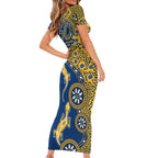 Parramatta Eels NAIDOC Week 2026 Short Sleeve Bodycon Dress Aboriginal Lizard Dot Painting - 50 Years of Deadly
