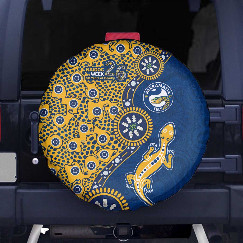 Parramatta Eels NAIDOC Week 2026 Spare Tire Cover Aboriginal Lizard Dot Painting - 50 Years of Deadly