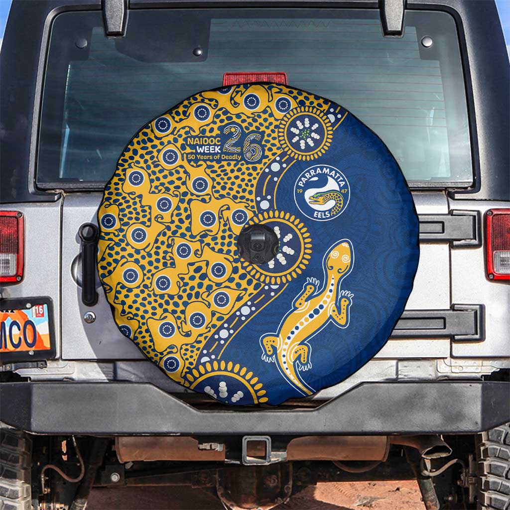 Parramatta Eels NAIDOC Week 2026 Spare Tire Cover Aboriginal Lizard Dot Painting - 50 Years of Deadly