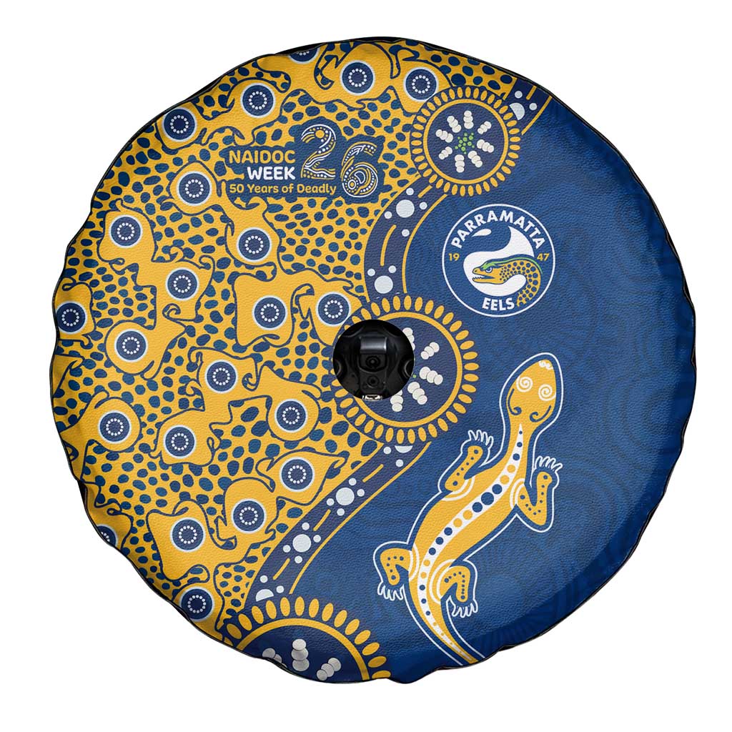 Parramatta Eels NAIDOC Week 2026 Spare Tire Cover Aboriginal Lizard Dot Painting - 50 Years of Deadly