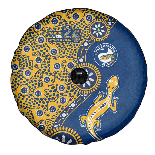 Parramatta Eels NAIDOC Week 2026 Spare Tire Cover Aboriginal Lizard Dot Painting - 50 Years of Deadly