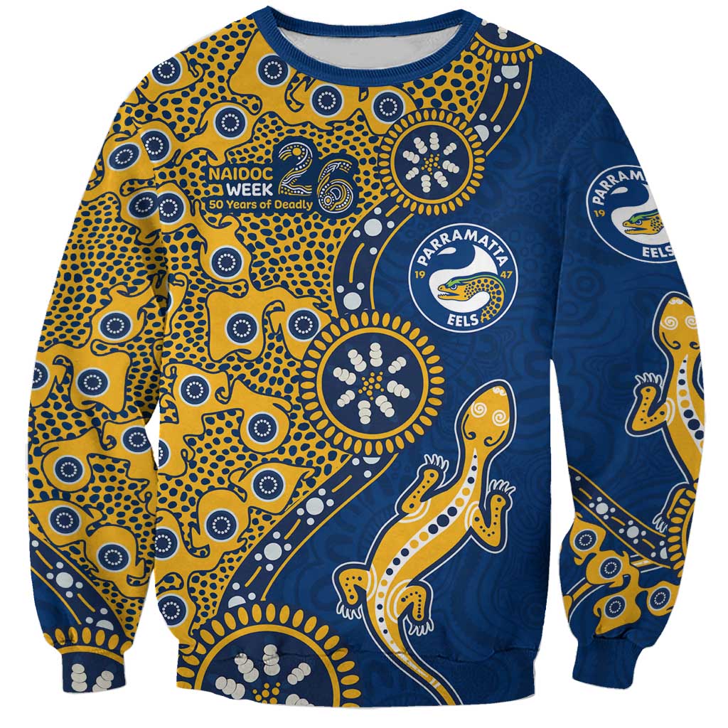 Parramatta Eels NAIDOC Week 2026 Sweatshirt Aboriginal Lizard Dot Painting - 50 Years of Deadly