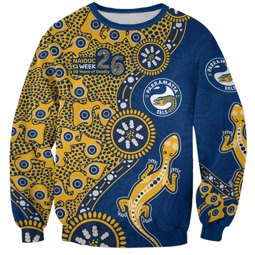 Parramatta Eels NAIDOC Week 2026 Sweatshirt Aboriginal Lizard Dot Painting - 50 Years of Deadly