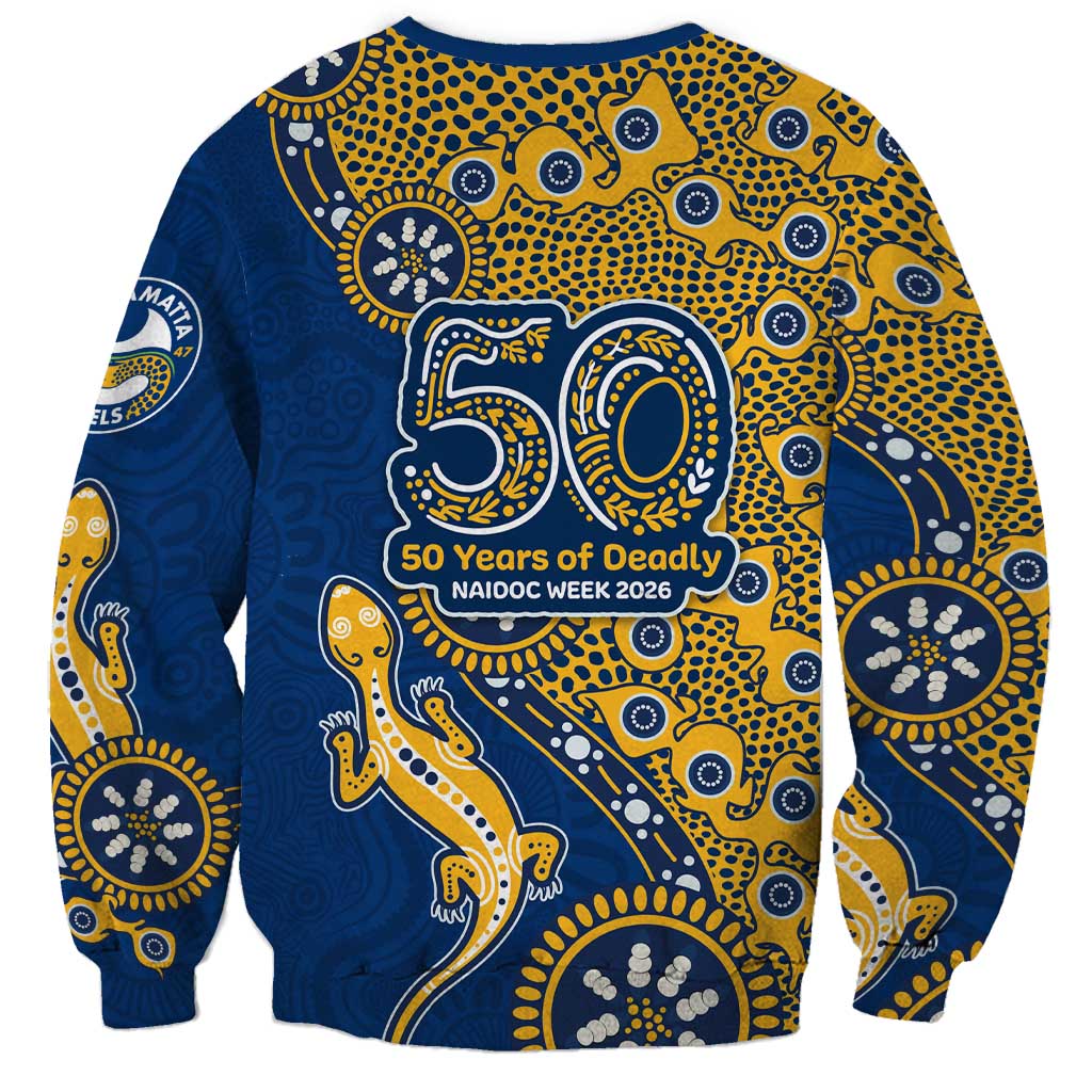 Parramatta Eels NAIDOC Week 2026 Sweatshirt Aboriginal Lizard Dot Painting - 50 Years of Deadly