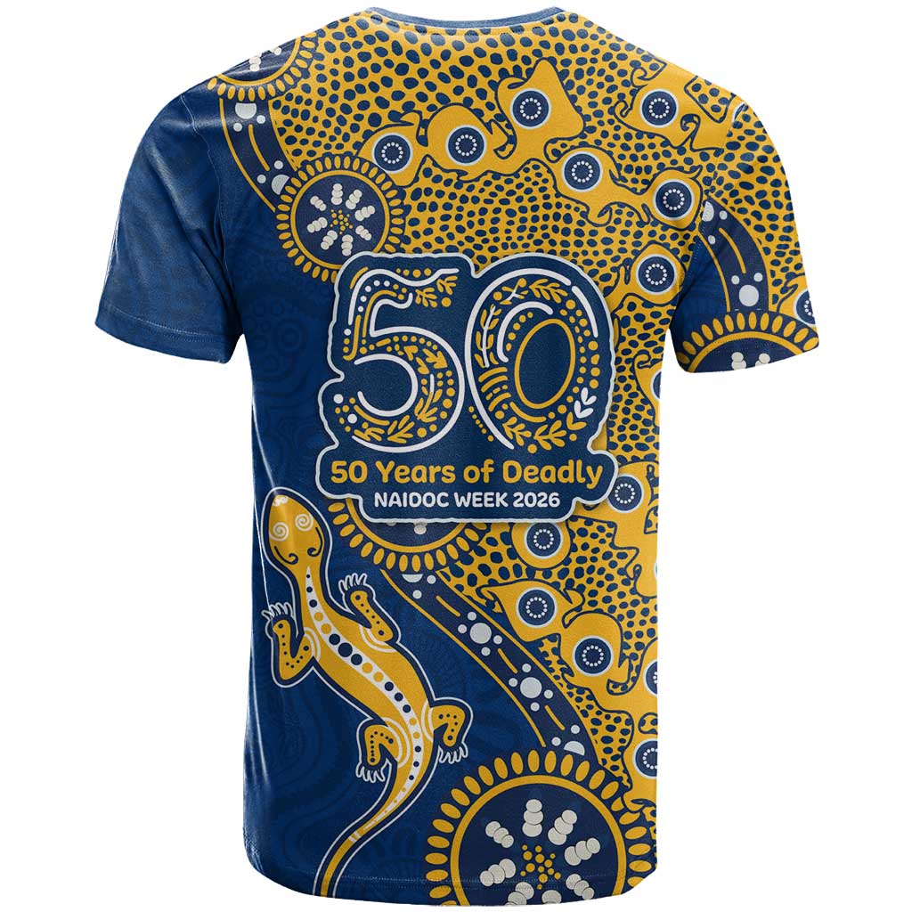 Parramatta Eels NAIDOC Week 2026 T Shirt Aboriginal Lizard Dot Painting - 50 Years of Deadly