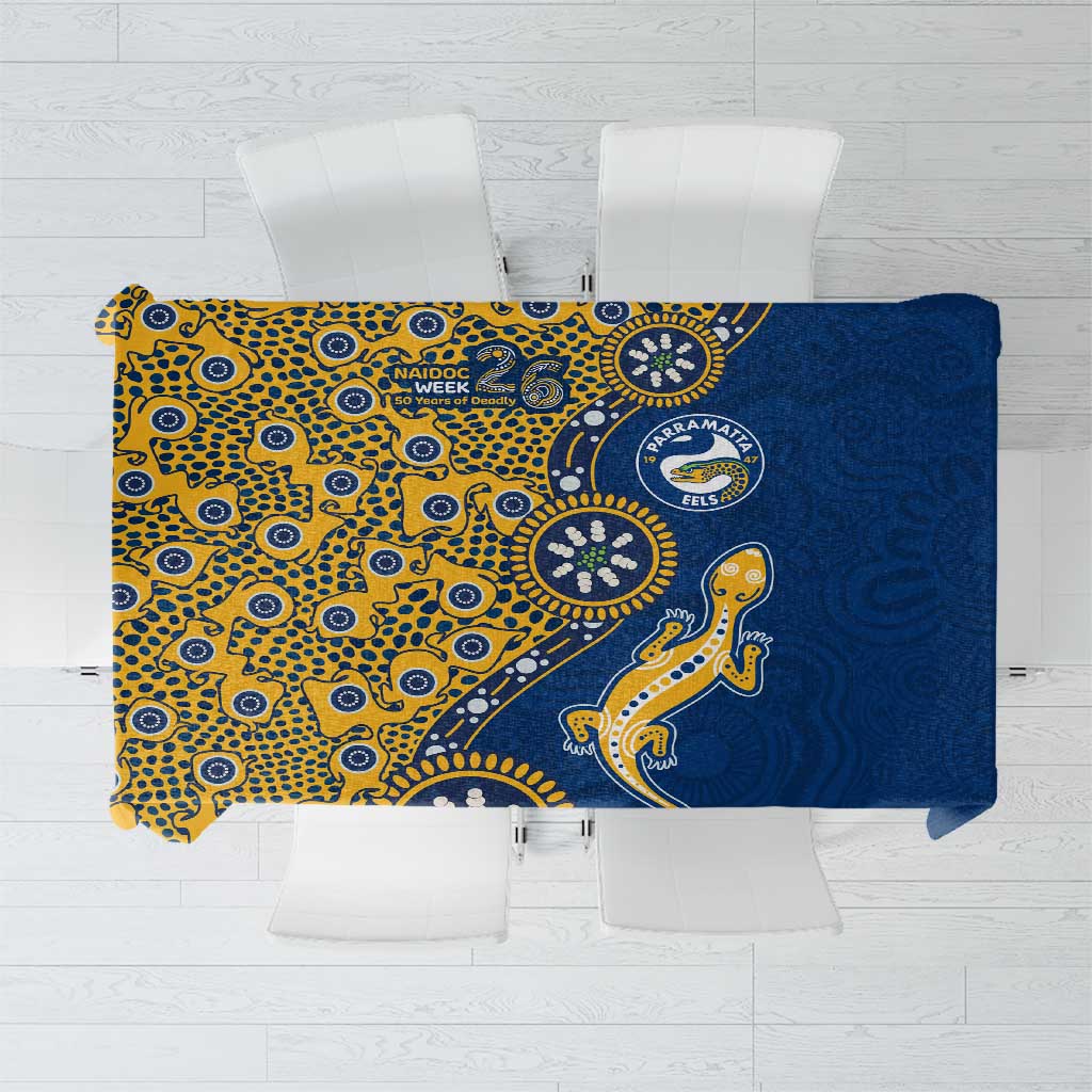 Parramatta Eels NAIDOC Week 2026 Tablecloth Aboriginal Lizard Dot Painting - 50 Years of Deadly