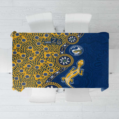 Parramatta Eels NAIDOC Week 2026 Tablecloth Aboriginal Lizard Dot Painting - 50 Years of Deadly
