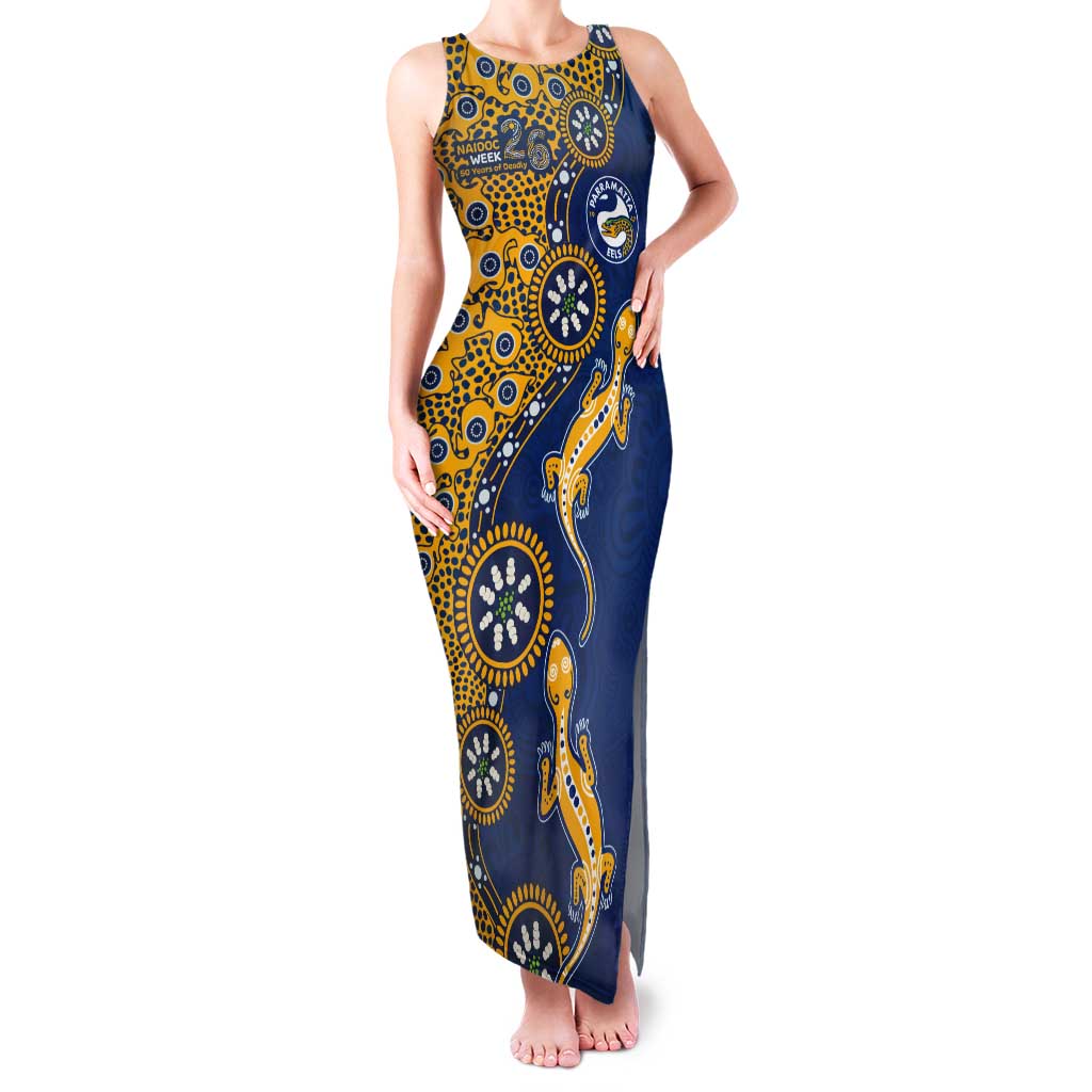 Parramatta Eels NAIDOC Week 2026 Tank Maxi Dress Aboriginal Lizard Dot Painting - 50 Years of Deadly