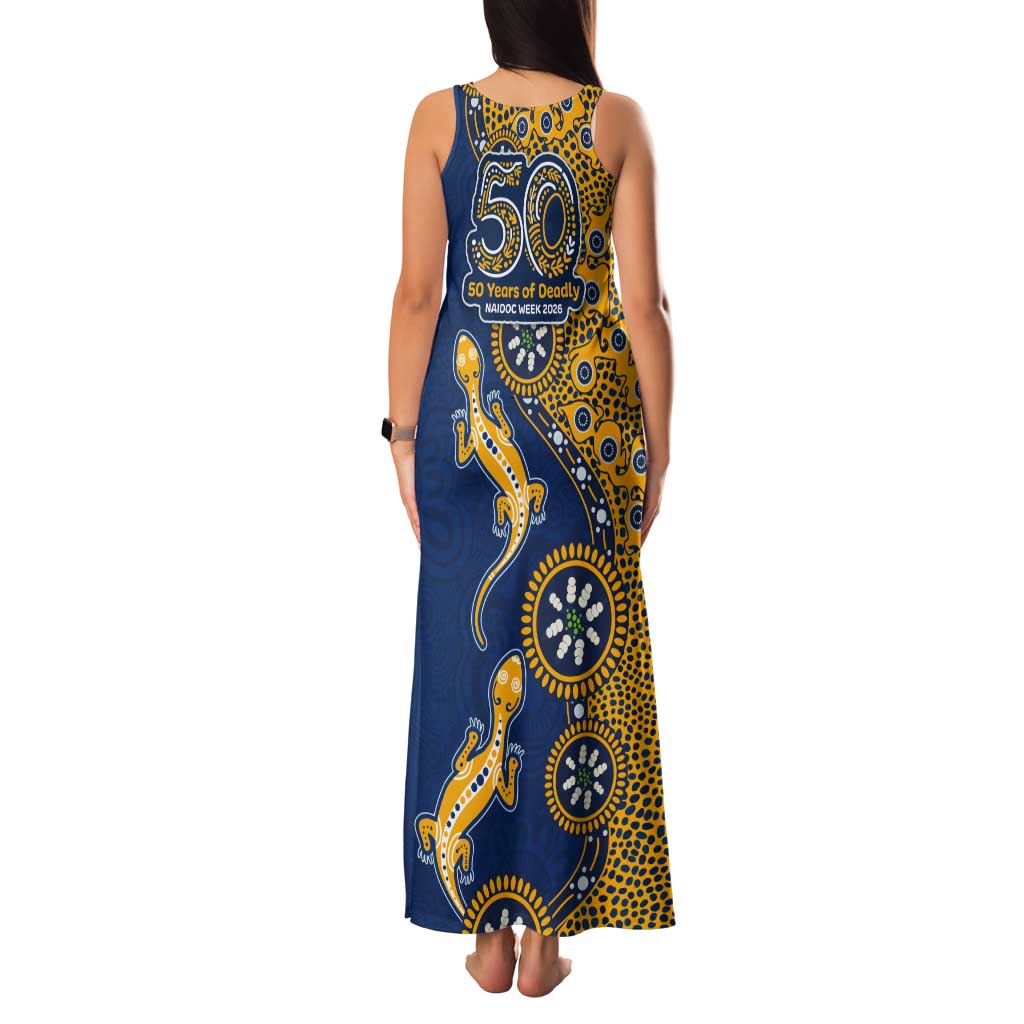 Parramatta Eels NAIDOC Week 2026 Tank Maxi Dress Aboriginal Lizard Dot Painting - 50 Years of Deadly