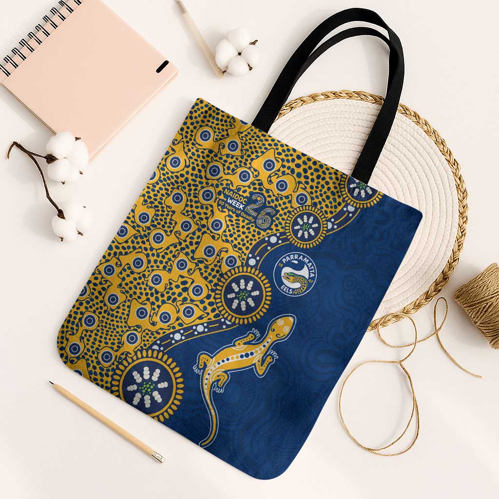 Parramatta Eels NAIDOC Week 2026 Tote Bag Aboriginal Lizard Dot Painting - 50 Years of Deadly