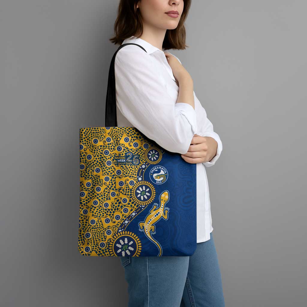 Parramatta Eels NAIDOC Week 2026 Tote Bag Aboriginal Lizard Dot Painting - 50 Years of Deadly