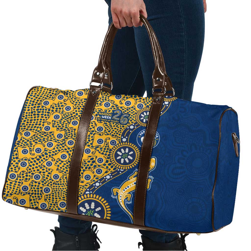 Parramatta Eels NAIDOC Week 2026 Travel Bag Aboriginal Lizard Dot Painting - 50 Years of Deadly